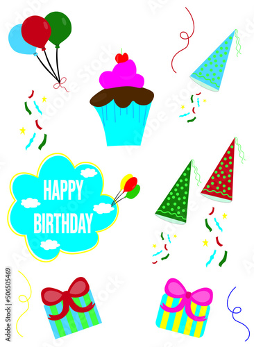Happy Birthday background  vector illustration. Party balloons  gifts and confetti. Birthday party.
