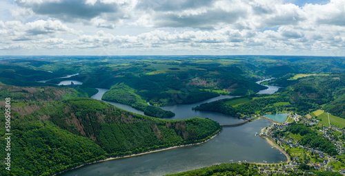 Lake Rursee Woffelsbach Panorama photo