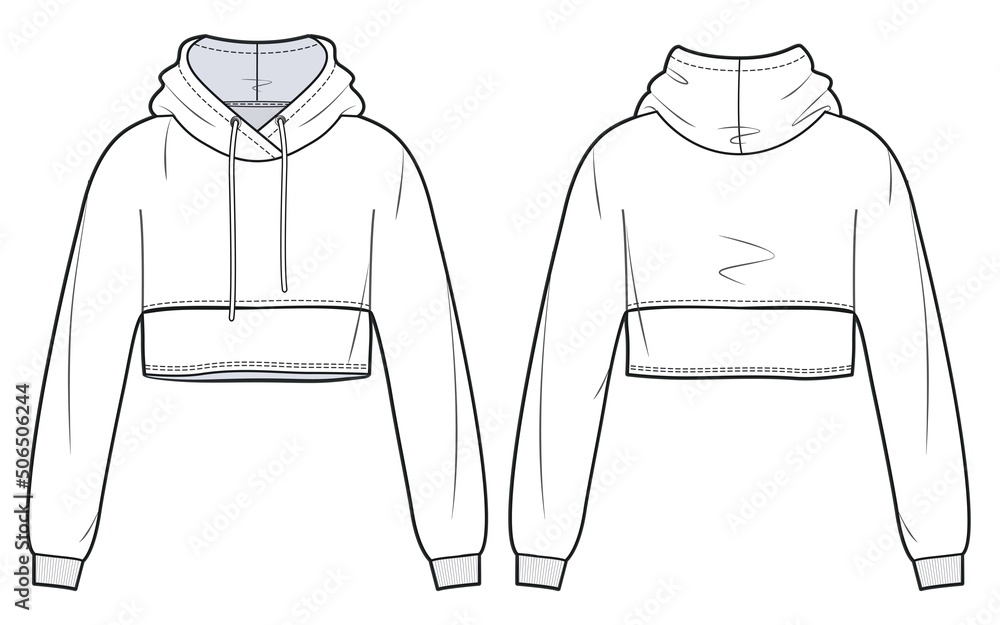 Oversized Cottonfleece Hoodie Technical Fashion Illustration With Relaxed  Fit Long Sleeves Flat Outwear Jumper Stock Illustration - Download Image  Now - iStock