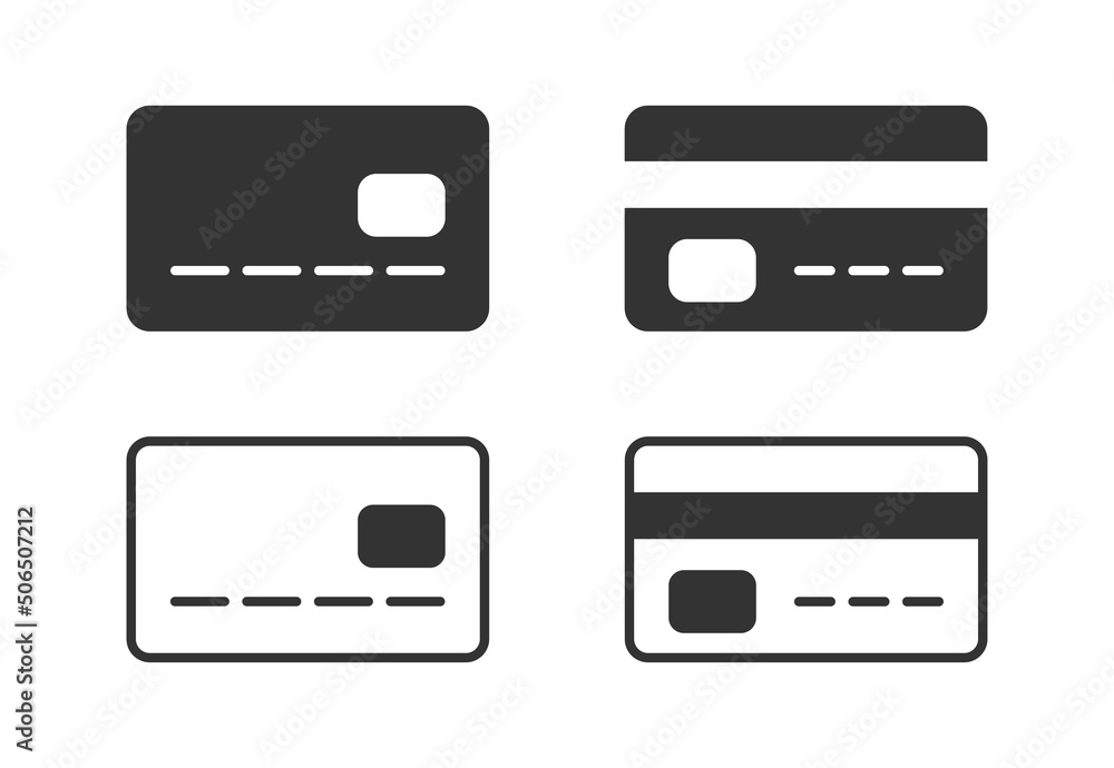 Credit card icon set. Flat vector illustration. Credit card icon set. Flat vector illustration.