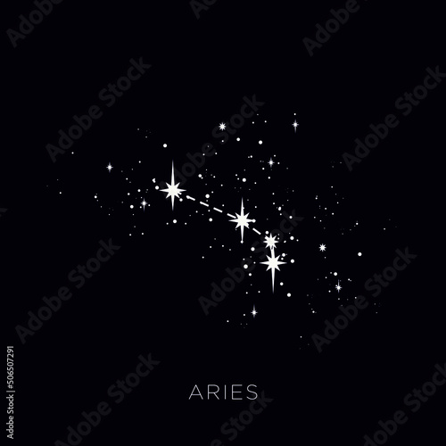 Star constellation zodiac aries line vector