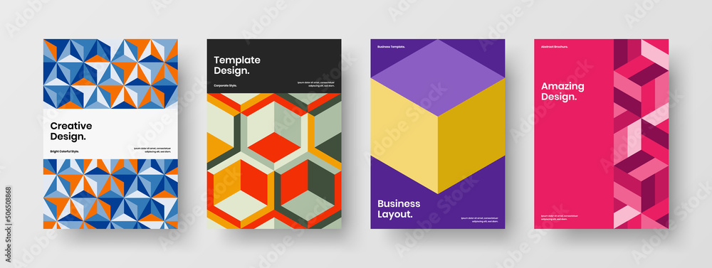 Isolated mosaic shapes corporate identity template set. Creative handbill vector design layout collection.