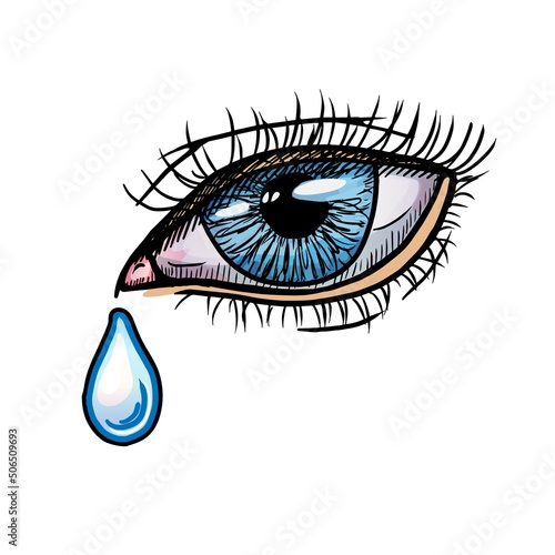 Crying eye vector illustration isolated on white background