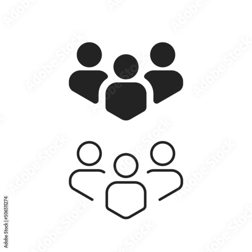 set of two abstract group of people icon