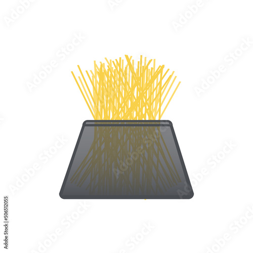 multicolor italian spaghetti in a grey transparent glass container isolated on white. vector illustration