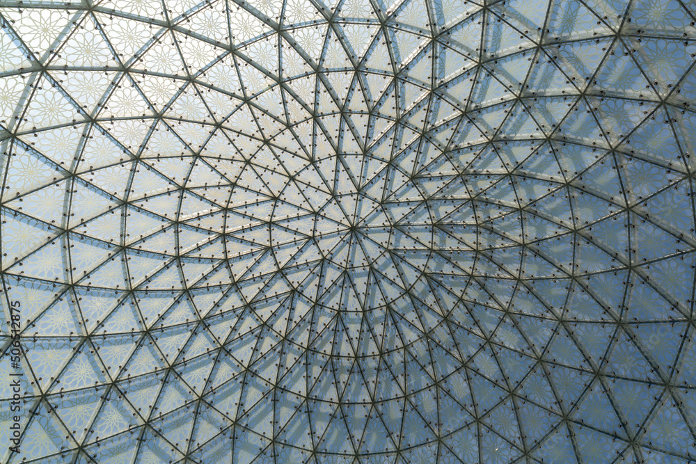 star-shaped glass dome seen from the inside