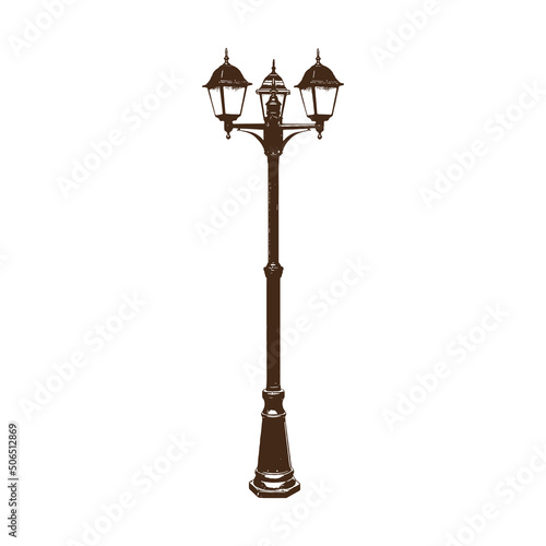 lamp Vector drawing illustration black and white engrave isolated illustration