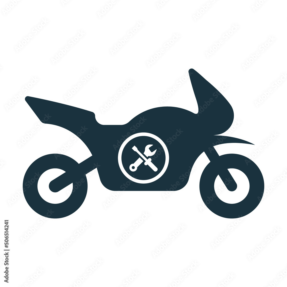 Motorbike Workshop Silhouette Logo. Motorcycle with Wrench, Screwdriver Repair Concept. Service Center for Fixing Motorbike Glyph Pictogram. Transport Maintenance Icon. Isolated Vector Illustration Motorbike Workshop Silhouette Logo. Motorcycle with Wrench, Screwdriver Repair Concept. Service Center for Fixing Motorbike Glyph Pictogram. Transport Maintenance Icon. Isolated Vector Illustration