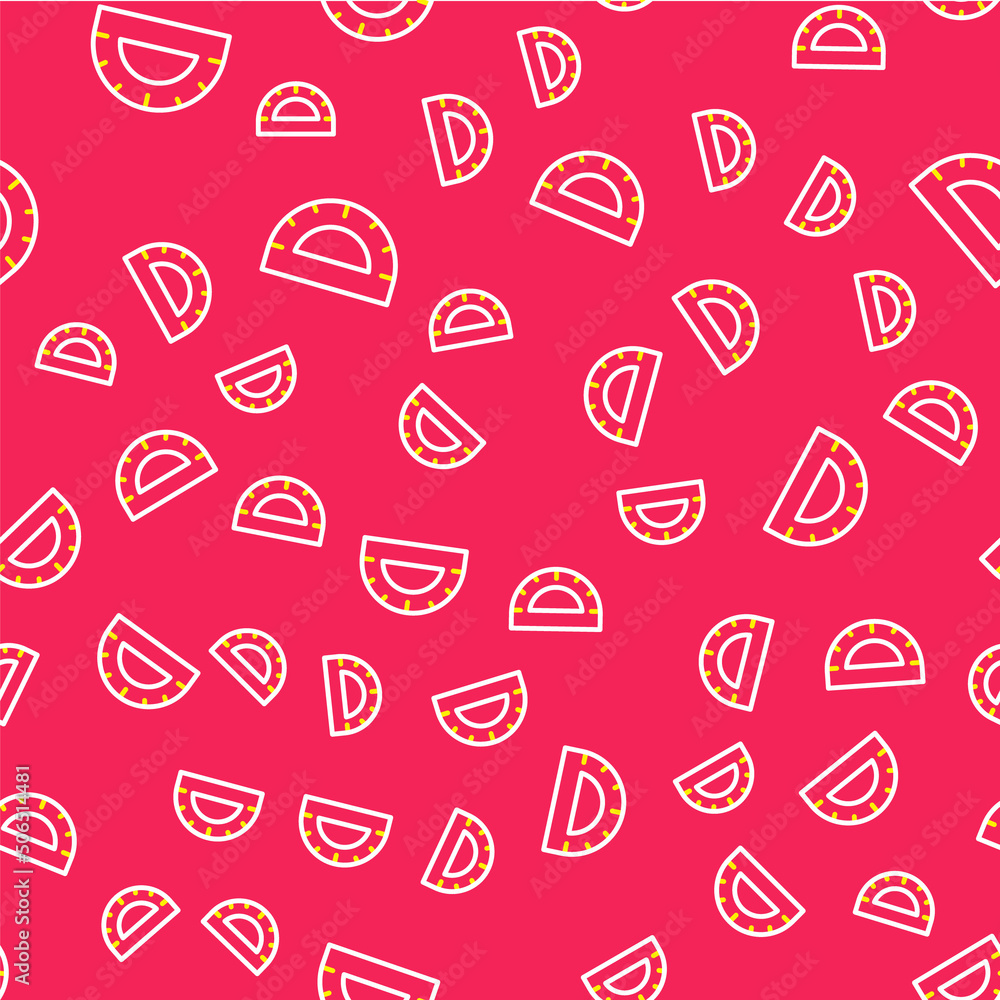 Line Protractor grid for measuring degrees icon isolated seamless pattern on red background. Tilt angle meter. Measuring tool. Geometric symbol. Vector Line Protractor grid for measuring degrees icon isolated seamless pattern on red background. Tilt angle meter. Measuring tool. Geometric symbol. Vector