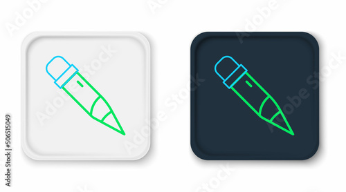 Line Pencil with eraser icon isolated on white background. Drawing and educational tools. School office symbol. Colorful outline concept. Vector