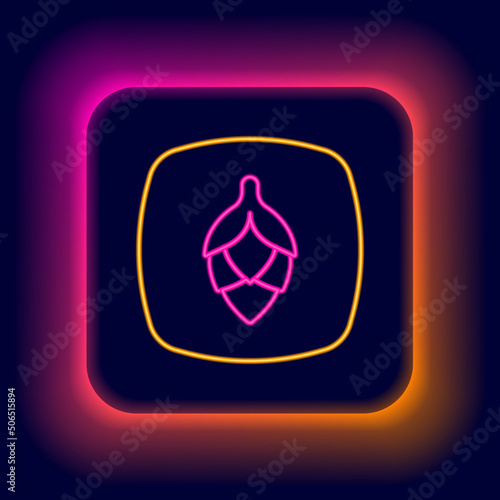 Glowing neon line Hop icon isolated on black background. Colorful outline concept. Vector