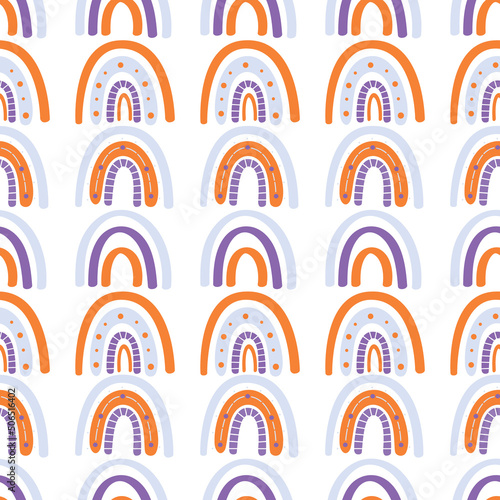 .Abstract rainbow seamless pattern. Childrens pattern in muted pastel colors