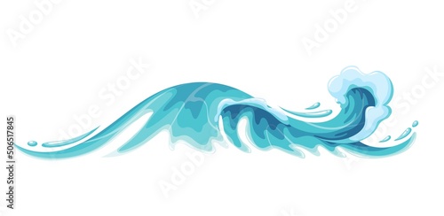 Ocean wave. Splash water motion, sea waves tide splash, with spray, marine surf wave, and sea storm element, vector illustration.