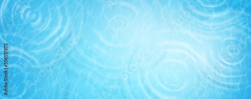 Water surface from falling drops of water. Radial waves from a rain on water. Top view circles and rings on the puddle. Realistic vector illustration.