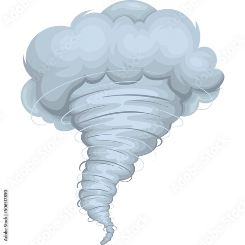 Tornano, Hurricane icon. Cartoon destructive tornado, whirlwind or climate threat vector illustration.