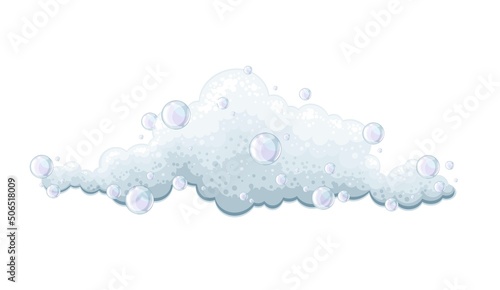 Fluffy soap foam cloud with bubbles color vector illustration. Body washing and home hygiene effect in cartoon style, isolated