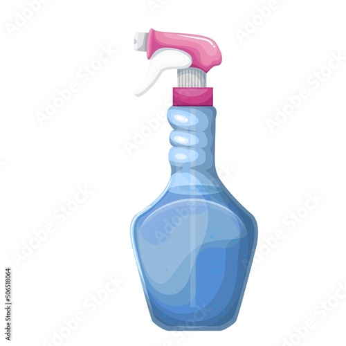 Spray bottle with glass cleaner detergent color vector illustration. Spring cleanup of windows product in cartoon style, isolated