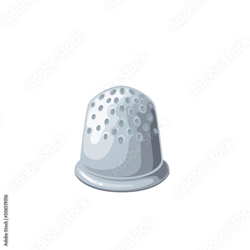 Metal thimble flat color vector object isolated. Equipment for finger protection cartoon style illustration