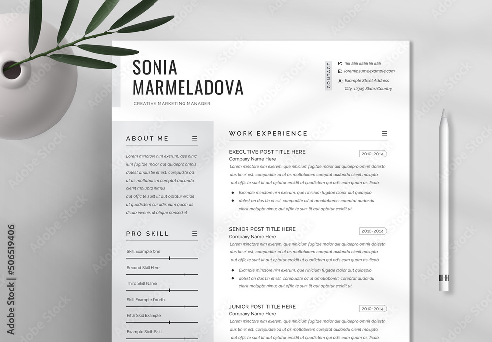 Creative Resume Layout with Cover Letter Stock Template | Adobe Stock