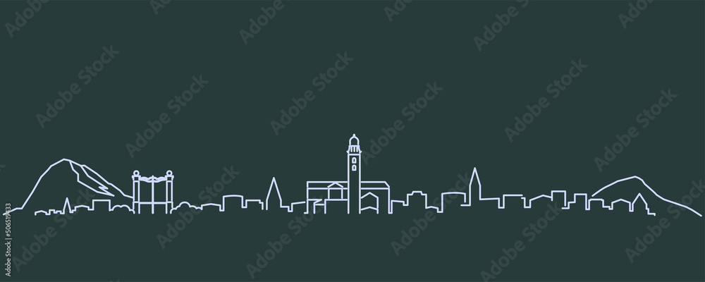 Naklejka premium Lugano Single Line Skyline Profile