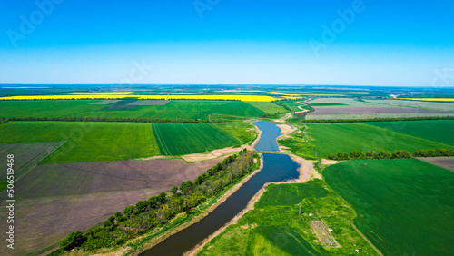 fields and river