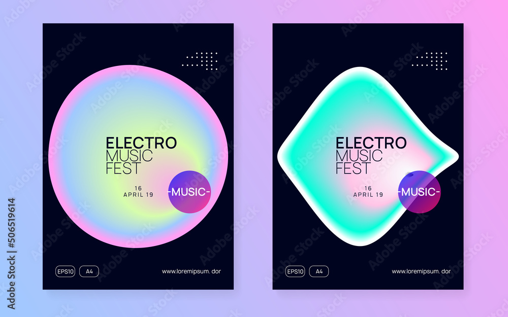 Naklejka premium Dance Banner. Fun Art For Brochure. Wavy Electronic Event. Music And Show Template. Memphis Background For Magazine Shape. Black And Turquoise Dance Banner