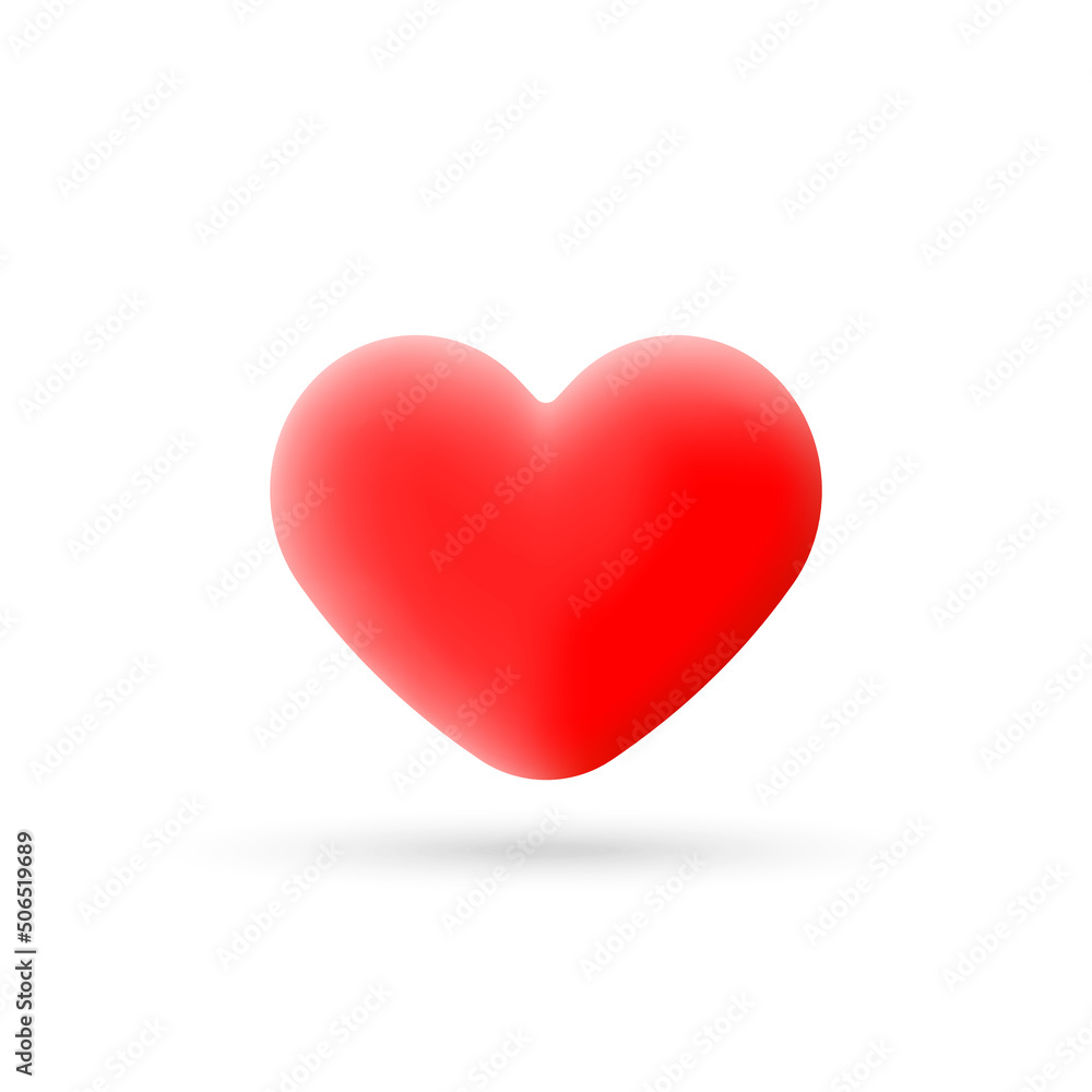 Red love heart. Like icon for social network in 3d cartoon style. Vector illustration.