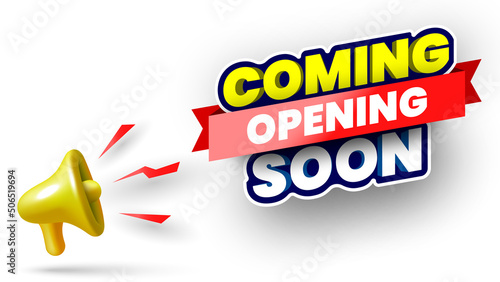 Coming soon opening banner with megaphone. Vector illustration. (ID: 506519694)