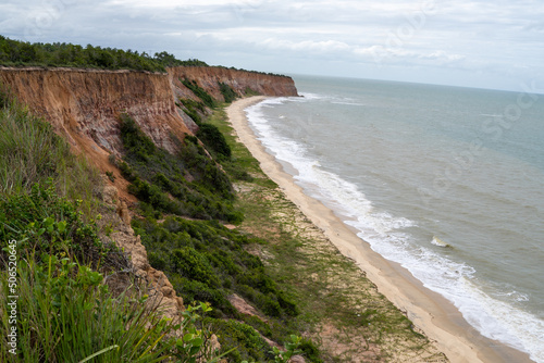 Amazing cliffs of Bahia, Brazil, South America. Beach, sea, ocean. Image for geography studies and classes. © Rodrigo