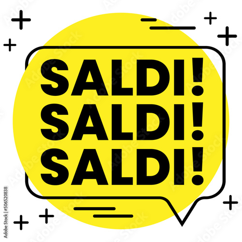 yellow discount balloon written in italian "sale" (saldi)