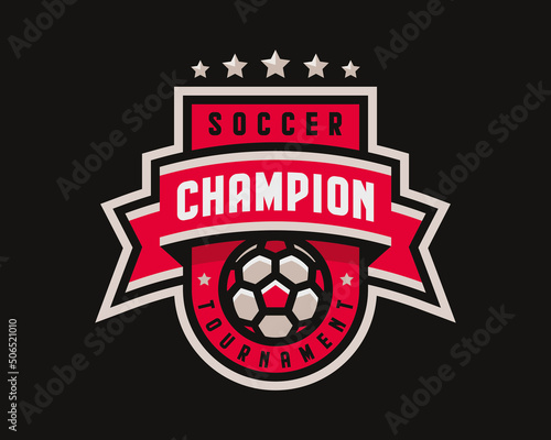 Soccer logo design. Football emblem tournament template editable for your design.