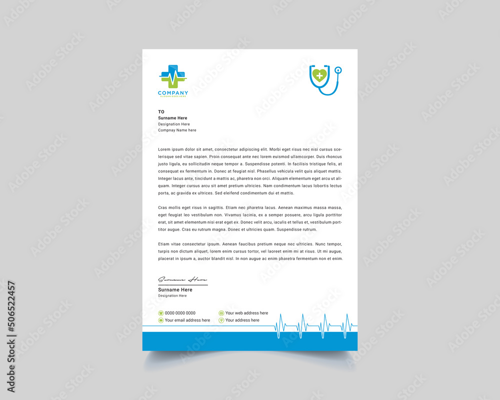 Multipurpose Medicine Letterhead Design Template. Doctor, Hospital ...