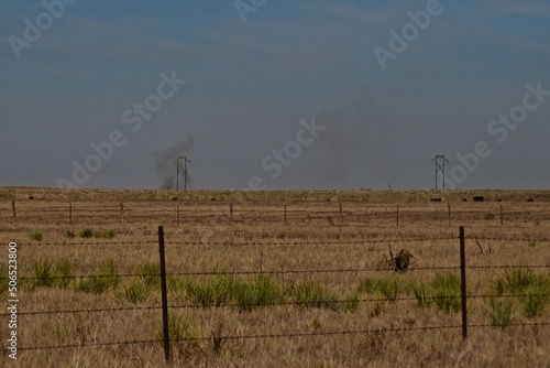 Grass Fire near Umbarger, Texas in the Panhandle near Amarillo, Spring of 2022.