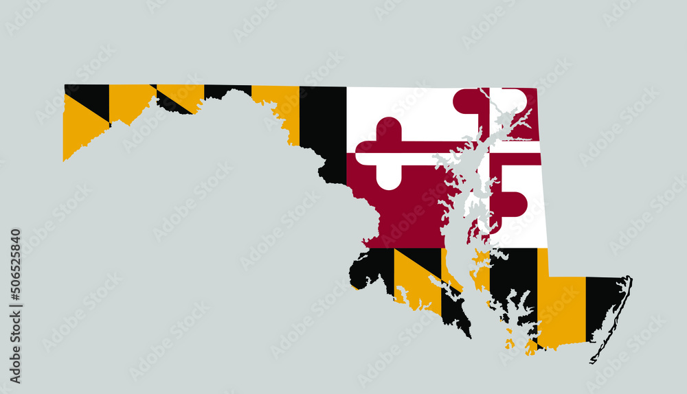 Maryland vector map flag silhouette illustration isolated on white ...