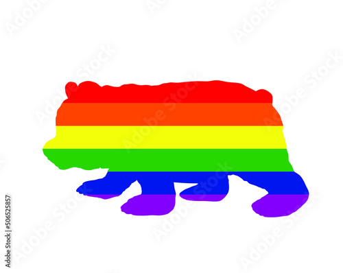Animal panda bear symbol LGBT flag vector silhouette illustration, pride badge sign isolated. Gay flag culture sign. Homosexual pride. Lesbian sign. Trans sexual human rights freedom. Urban culture.