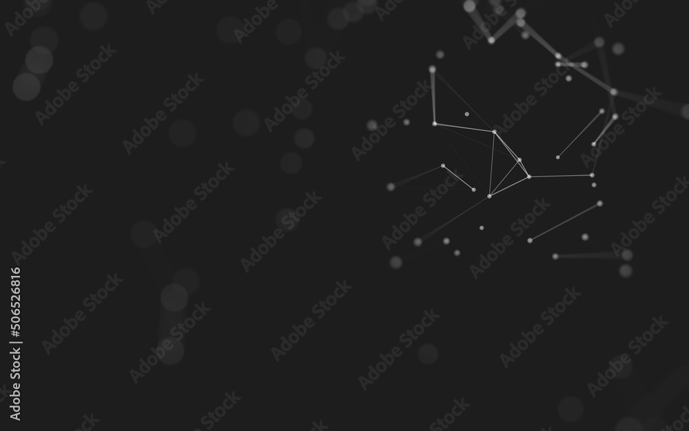 Fototapeta premium Abstract background. Molecules technology with polygonal shapes, connecting dots and lines. Connection structure. Big data visualization.