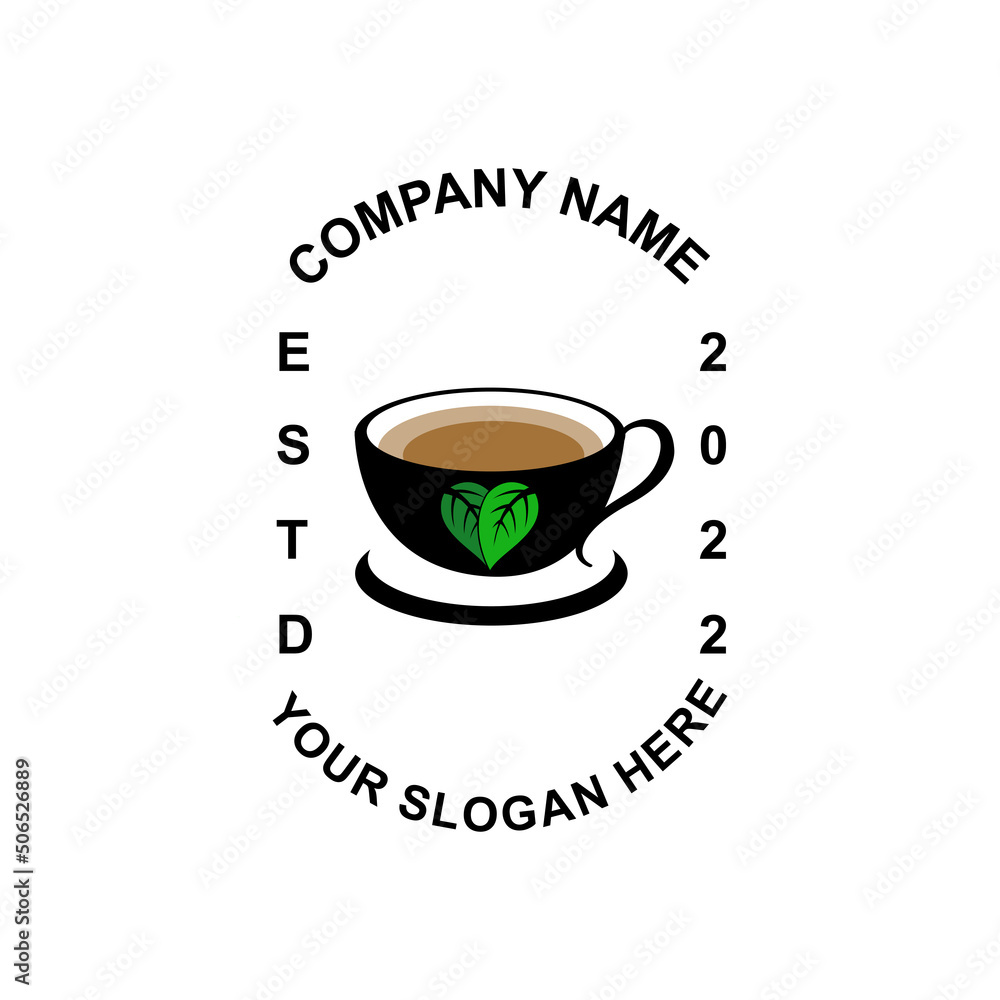 Tea logo design, vector drink icon from green leaves, for health Tea logo design, vector drink icon from green leaves, for health