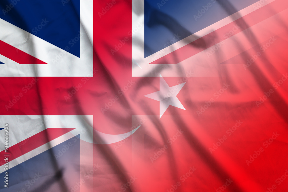 England and Turkey official flag international contract TUR GBR