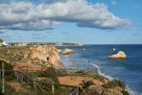 Beautiful view of the Praia dos Tres Castelos and  Praia do Amado.  Algarve coastline, Portugal