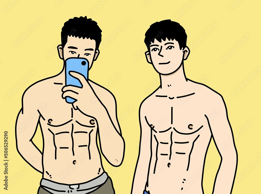 Fototapeta premium cute man cartoon on yellow background