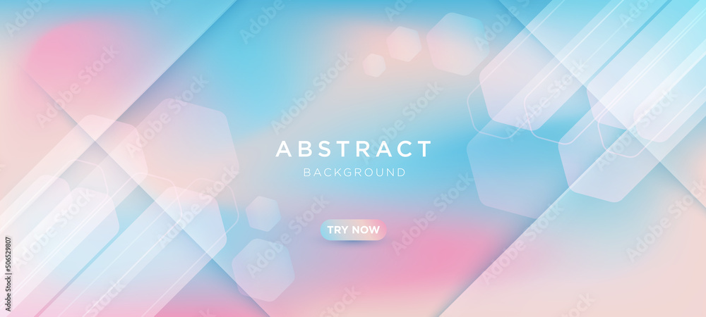 Abstract blue pastel colours gradient blurred vector background with hexagon shape element