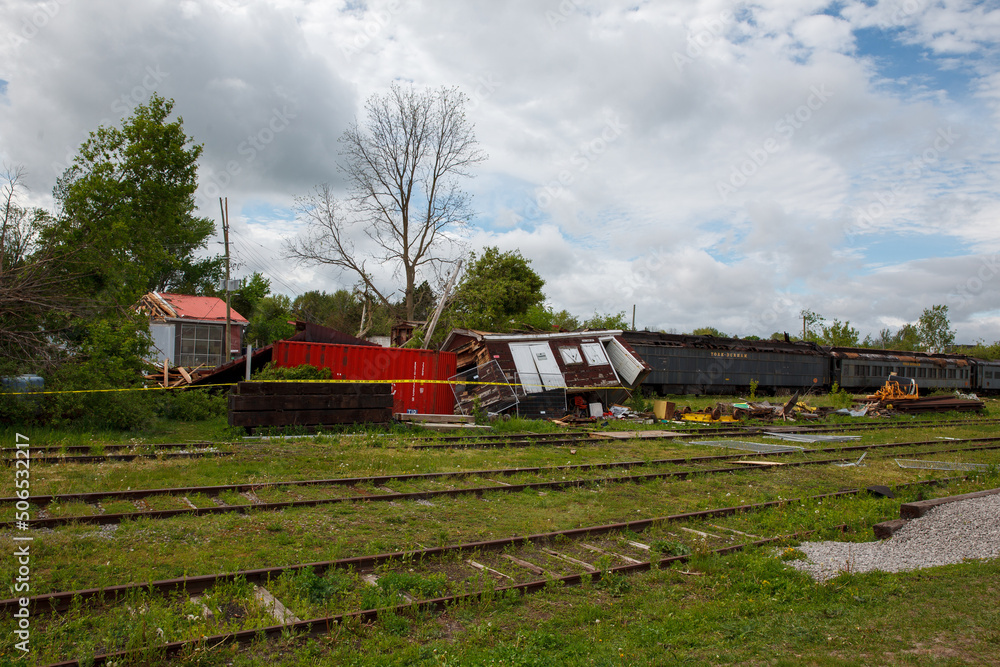 Buildings destroyed by a tornado Buildings destroyed by a tornado
