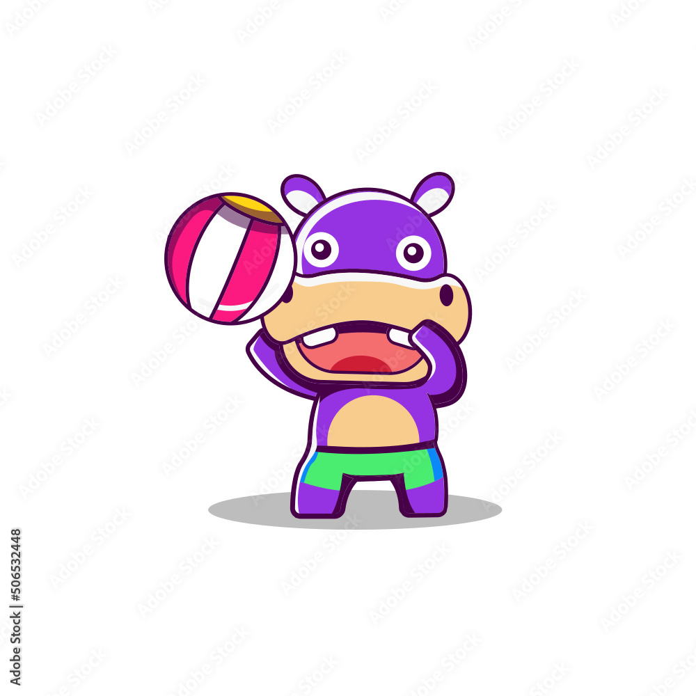 Cute hippopotamus summer mascot Cute hippopotamus summer mascot