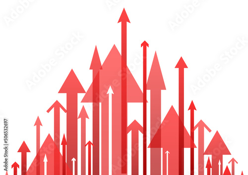 ステップアップ・上昇イメージのたくさんの矢印背景