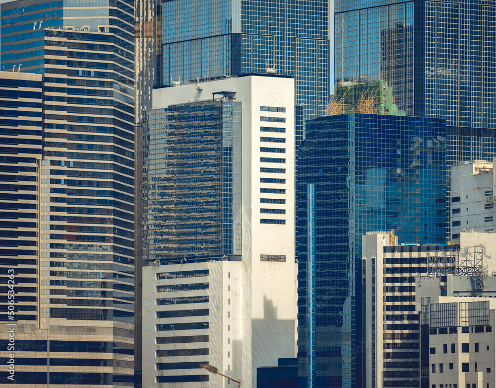 Modern office building close up in Hong Kong