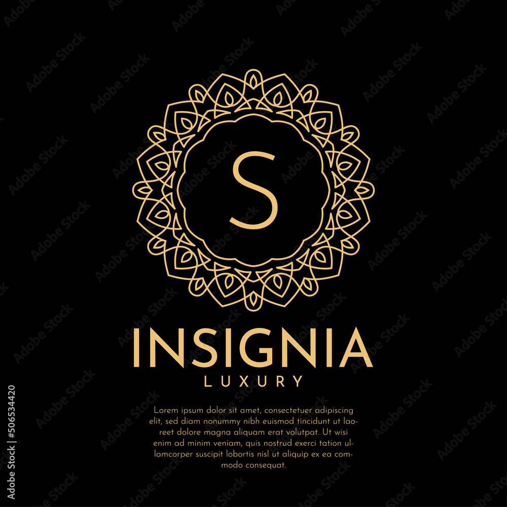 letter S luxurious insignia circle decorative lace vector logo design letter S luxurious insignia circle decorative lace vector logo design