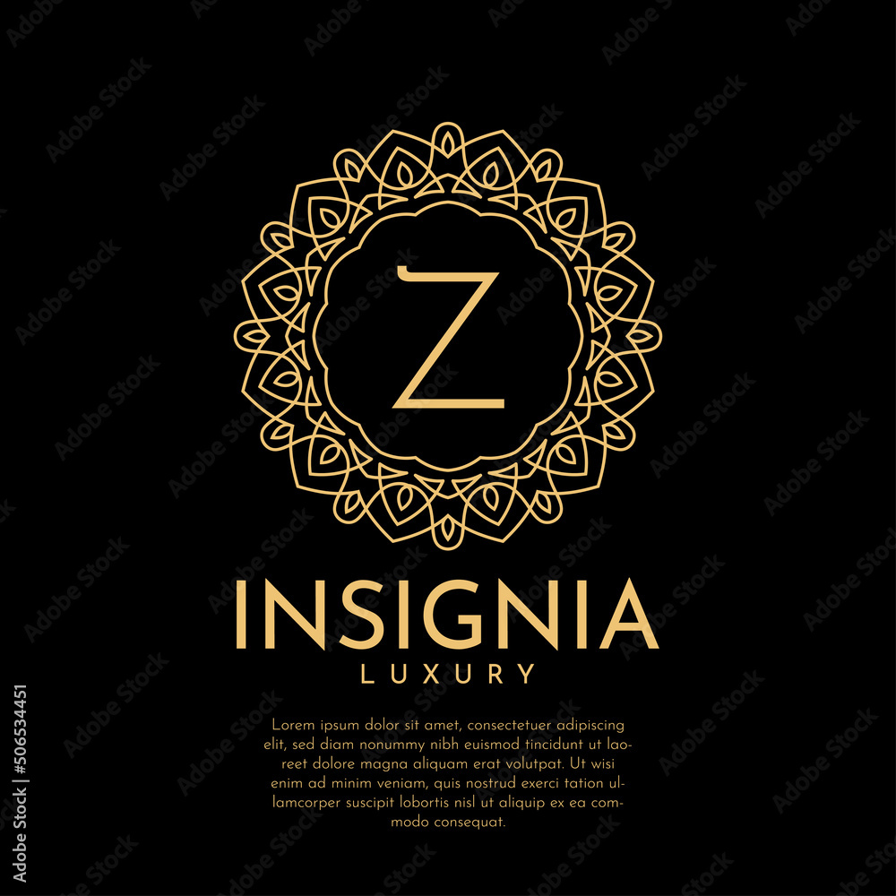 letter Z luxurious insignia circle decorative lace vector logo design letter Z luxurious insignia circle decorative lace vector logo design