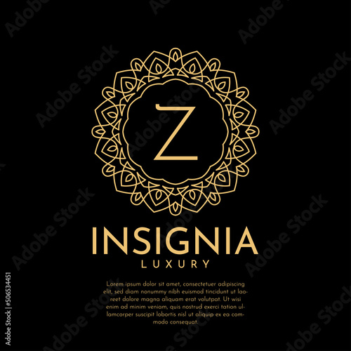 letter Z luxurious insignia circle decorative lace vector logo design