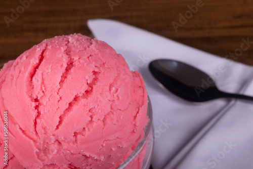 Strawberry flavored ice cream.