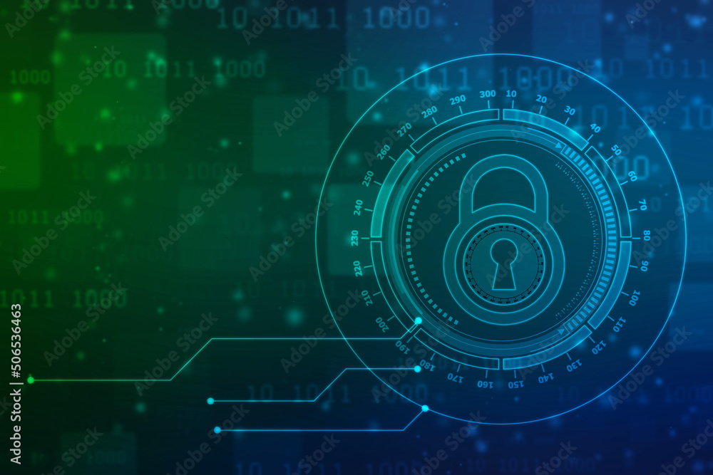 Digital Padlock on abstract technology background, Technology security concept. Modern safety digital background. Protection system, Cyber Security and safety information, personal data concept Digital Padlock on abstract technology background, Technology security concept. Modern safety digital background. Protection system, Cyber Security and safety information, personal data concept